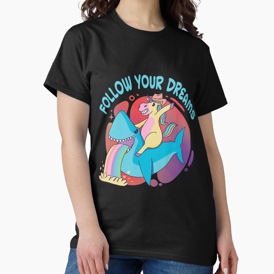 Unicorn On Shark Follow Your Dreams by unassertive19 T-Shirts, Hoodie, Sweatshirt | BlankRebels.com (Image 2)