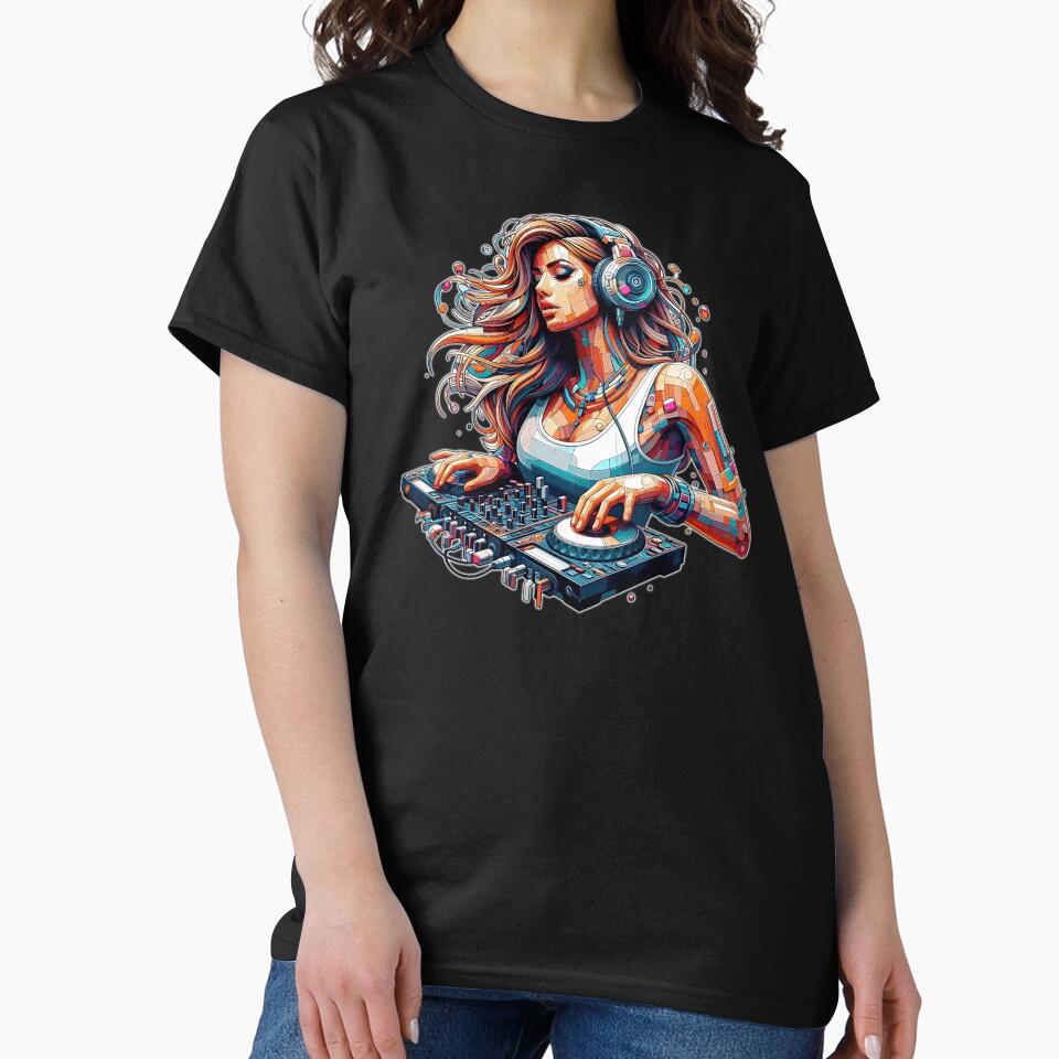 Electric Vibes Stunning Female DJ by Dynke T-Shirts, Hoodie, Sweatshirt | BlankRebels.com (Image 2)