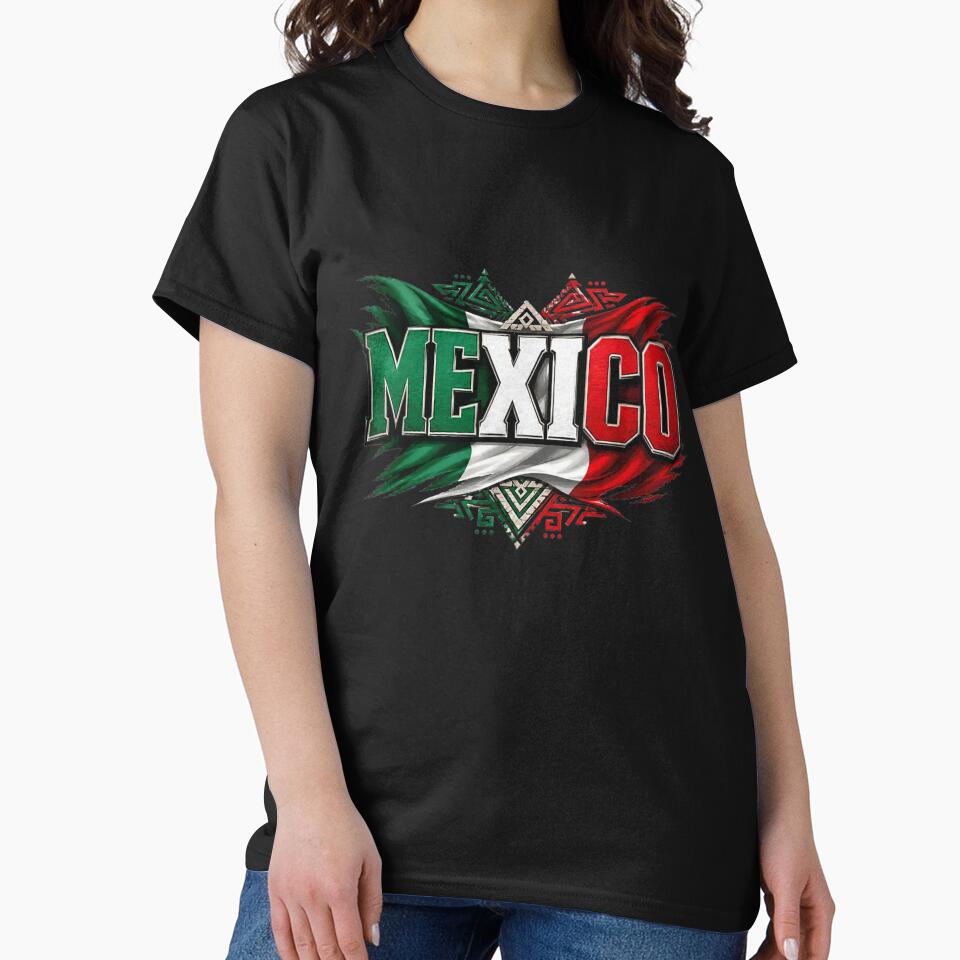 Proud Mexico Flag Aztec Tribal Pattern Heritage Independence Day Graphic Art by ObukiLantara