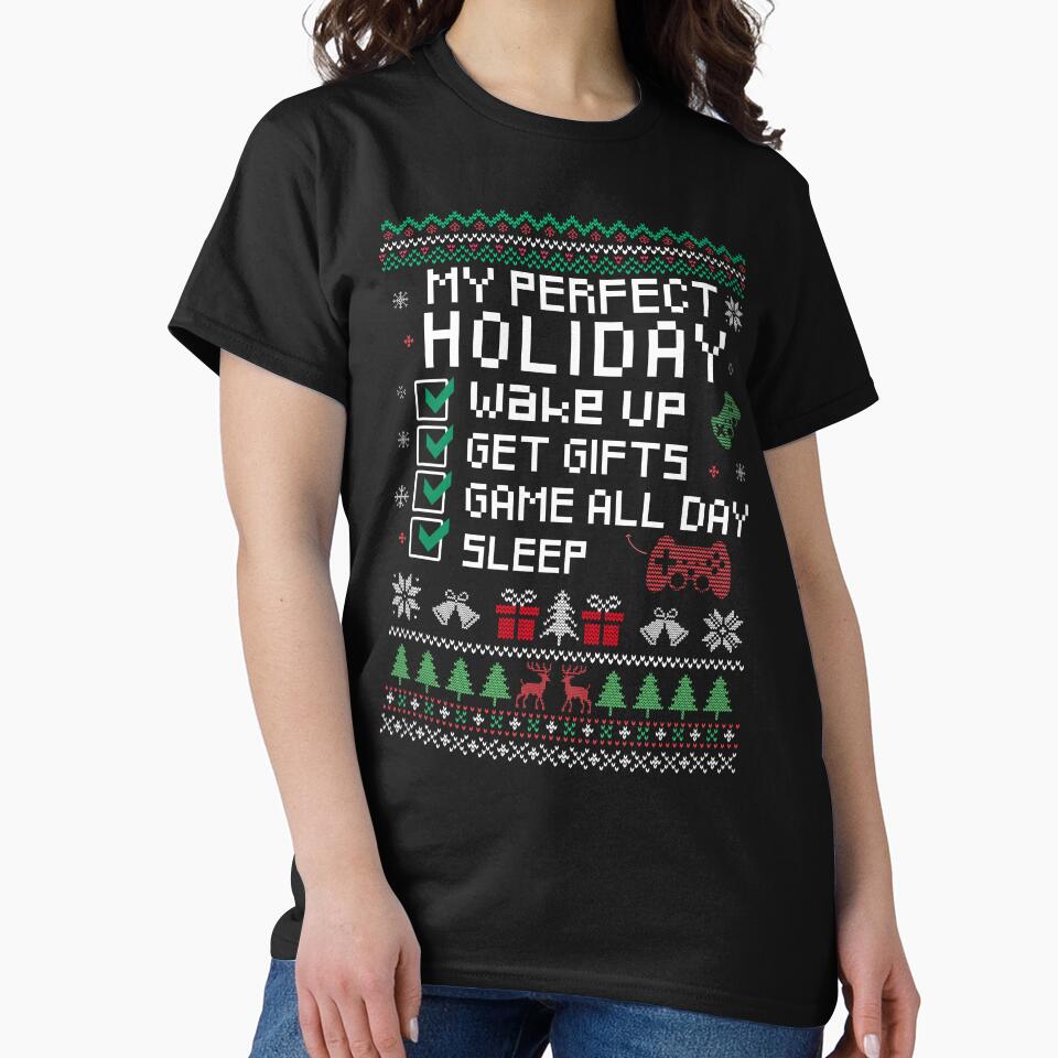 My Perfect Holiday Video Games Funny Cool Gamer Gift Ugly Christmas Party by FunSilly T-Shirts, Hoodie, Sweatshirt (Image 2)