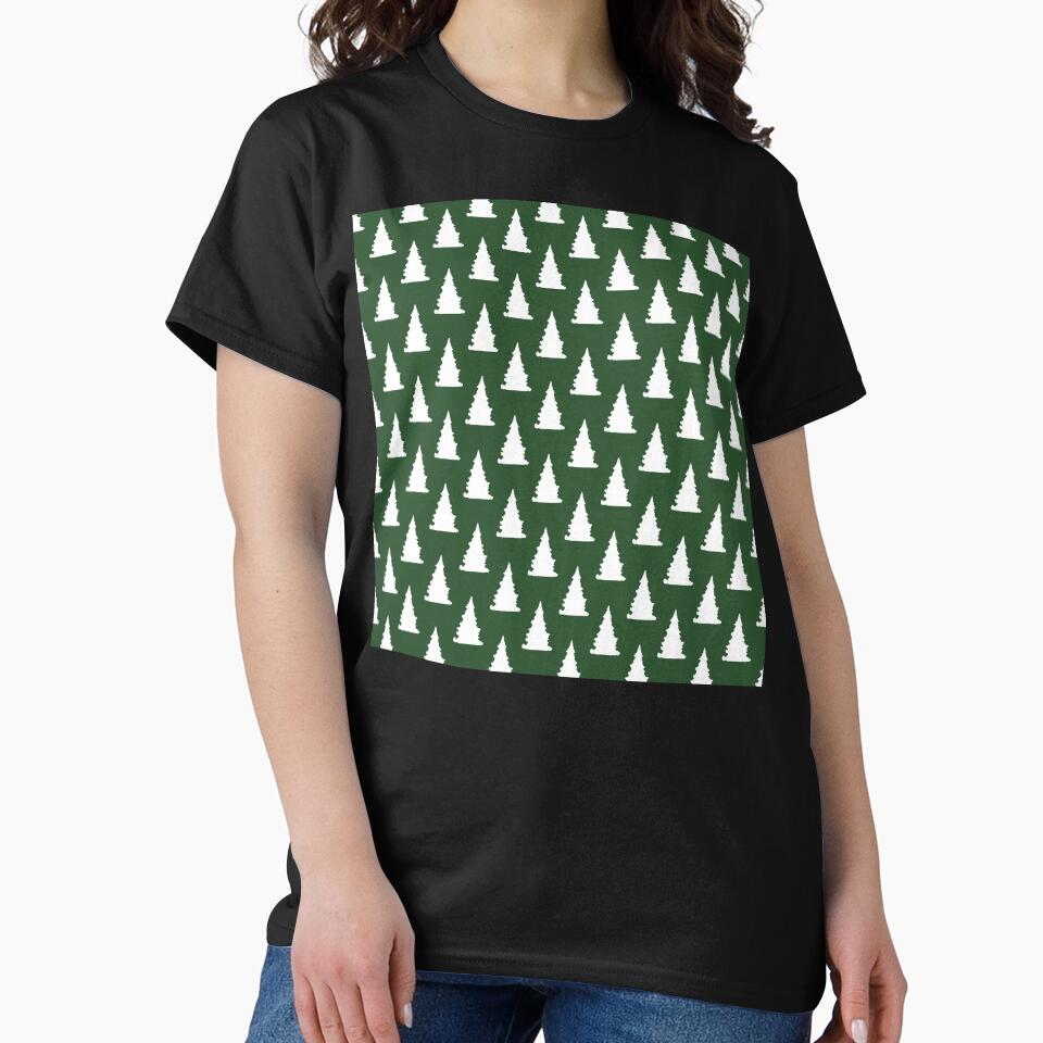 Green and white Christmas tree silhouette pattern by by-jwp T-Shirts, Hoodie, Sweatshirt | BlankRebels.com (Image 2)