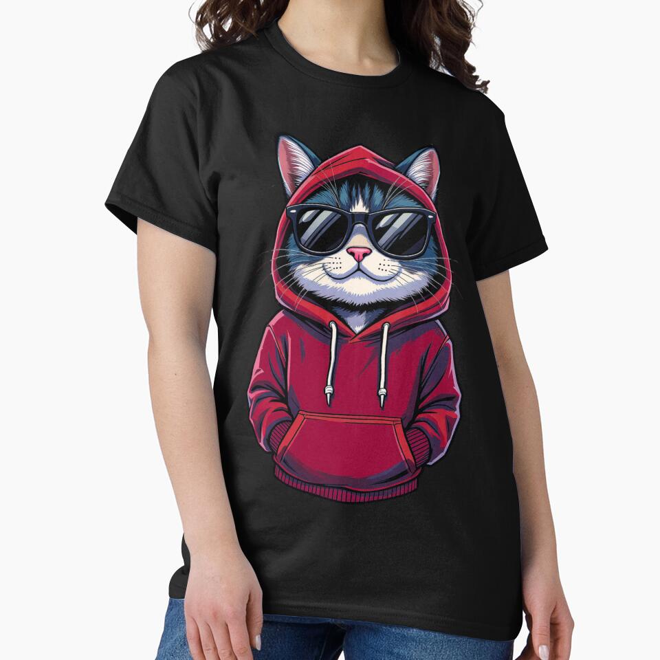 Cool Cat in Sunglasses & Hoodie | Funny Streetwear Cat Cartoon by ColorSplash123 T-Shirts, Sweatshirt (Image 2)