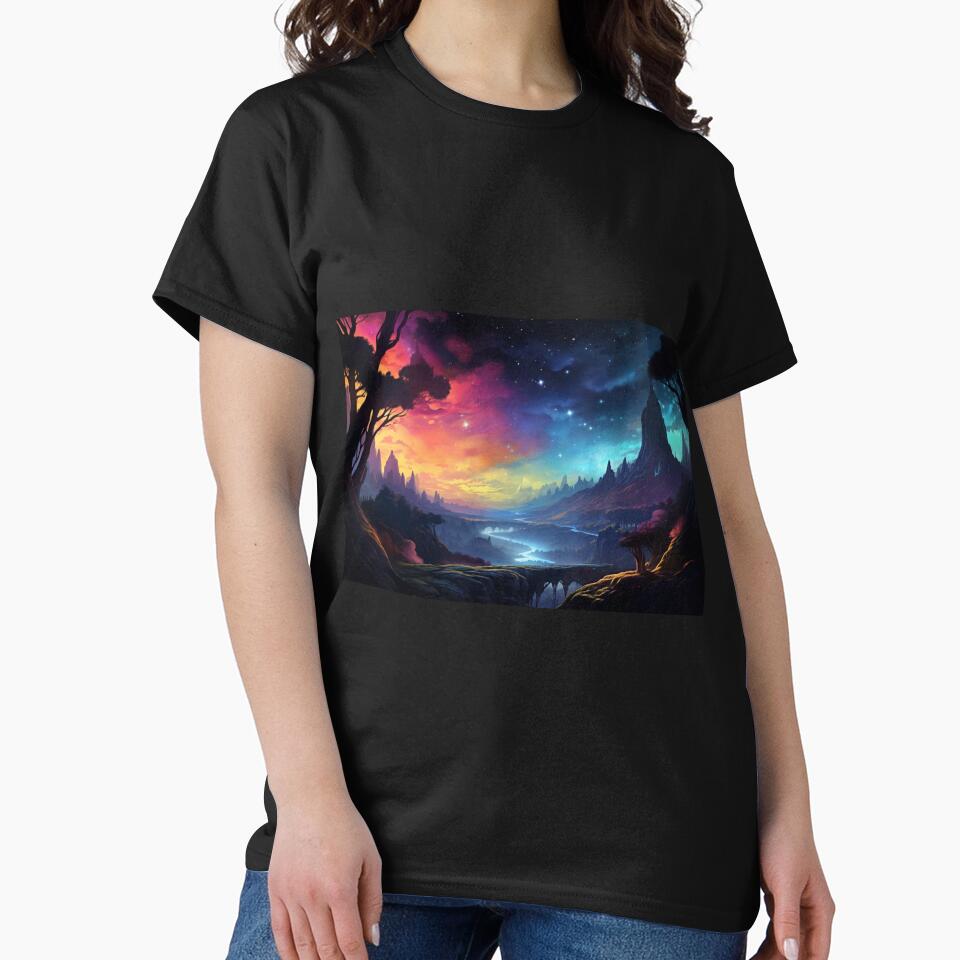 Fantasy Landscape - Sunset to Cosmos by Fantasy Masterpiece T-Shirts, Hoodie, Sweatshirt | BlankRebels.com (Image 2)