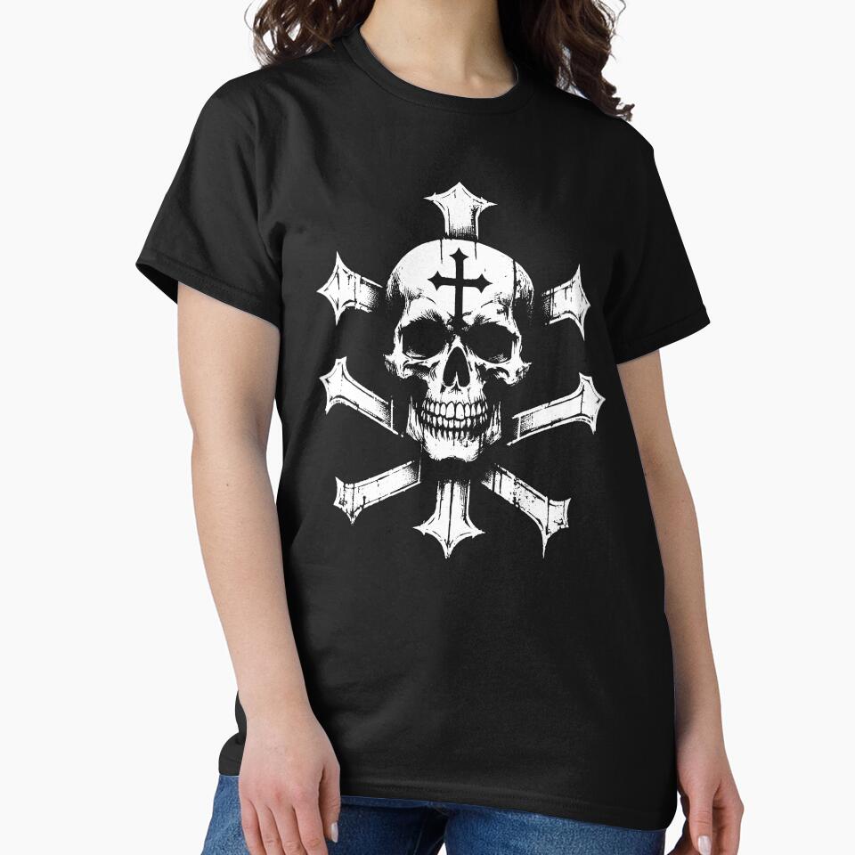 Dark Art Skull Head With Cross Sign Bone Tattoo Grunge Vintage by MORSPECTIVE T-Shirts, Hoodie, Sweatshirt (Image 2)