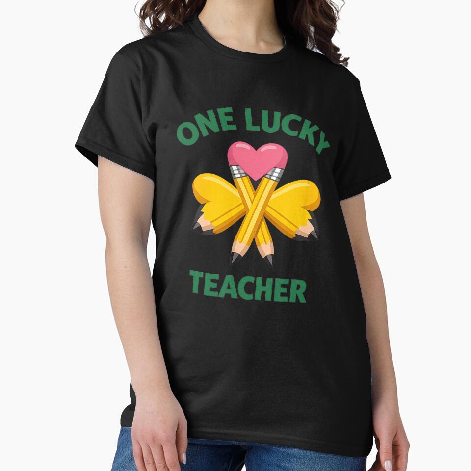 One Lucky Teacher – St. Patrick’s Day Pencil Heart by PunchDrop T-Shirts, Hoodie, Sweatshirt | BlankRebels.com (Image 2)