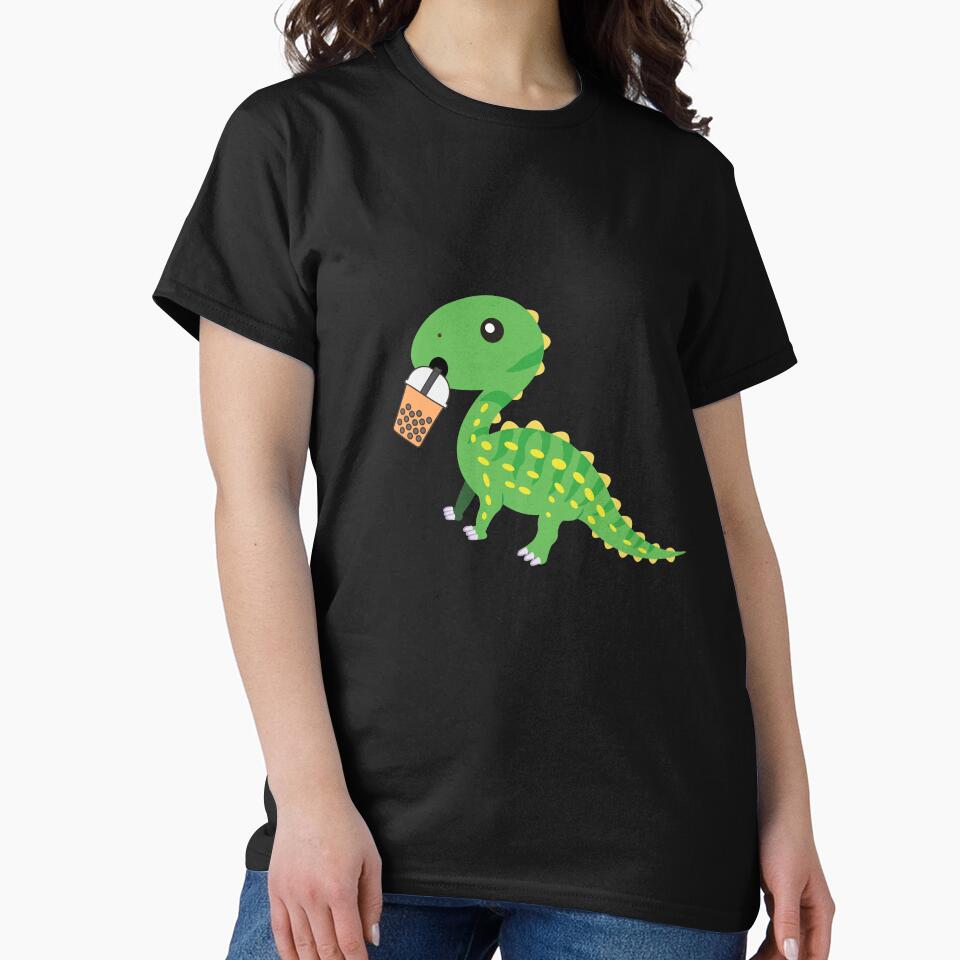 Cute Green Dino Boba by Rpgpbp T-Shirts, Hoodie, Sweatshirt | BlankRebels.com (Image 2)