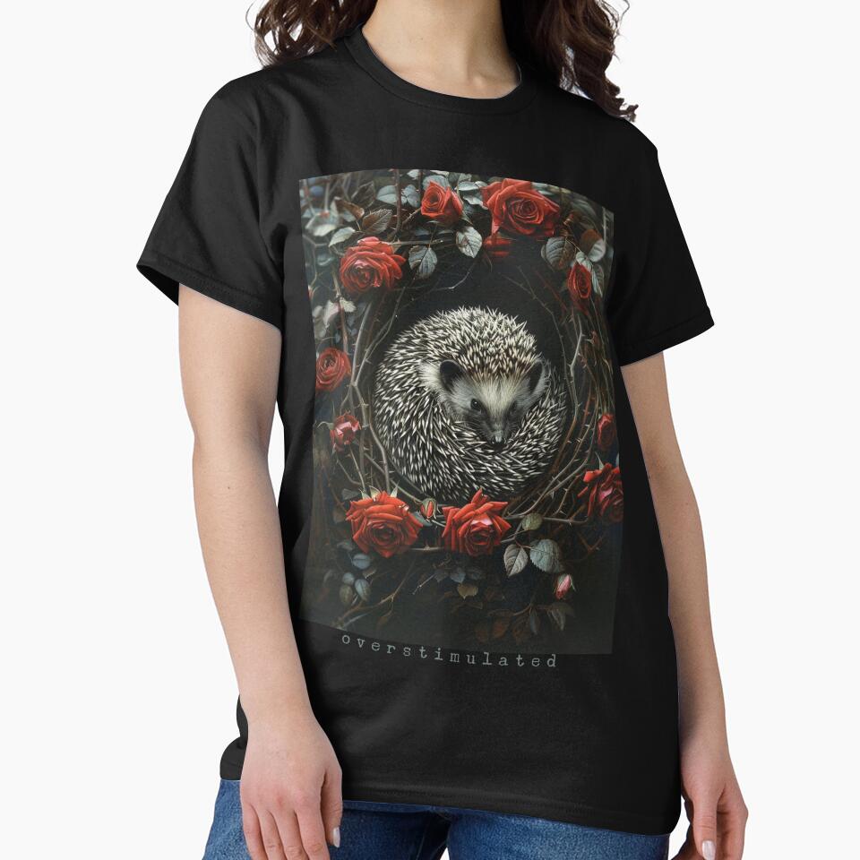 Overstimulated – Painterly Hedgehog with Botanical Elements by Neurodelic T-Shirts, Hoodie, Sweatshirt (Image 2)