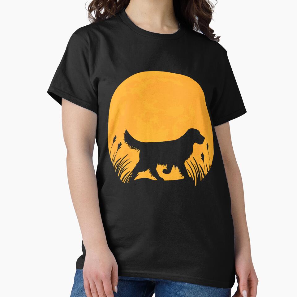 golden retriever Dog lover Silhouette in full moon gift by alaechamlal T-Shirts, Hoodie, Sweatshirt (Image 2)
