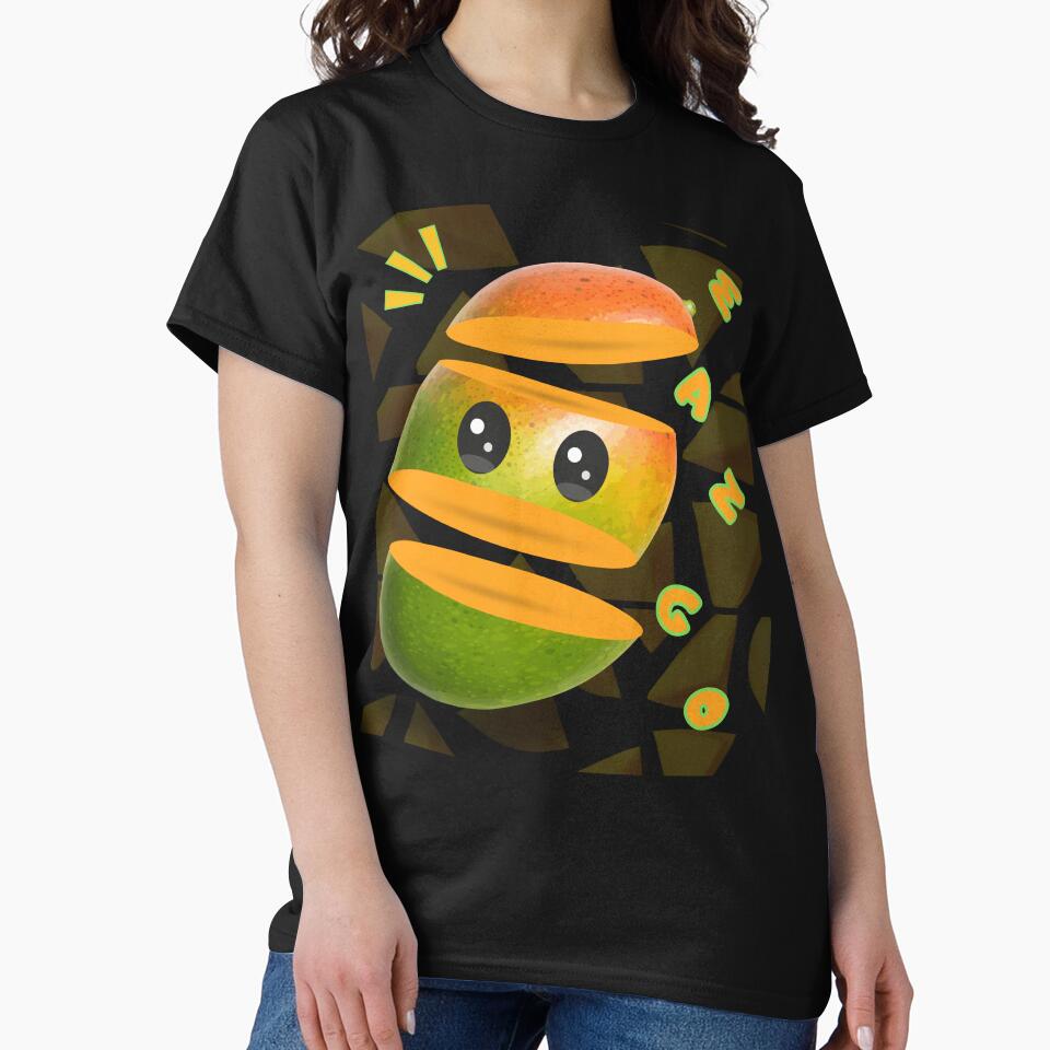 Kawaii Sliced Mango Character - Cute Fruit Art by MikesLab T-Shirts, Hoodie, Sweatshirt | BlankRebels.com (Image 2)