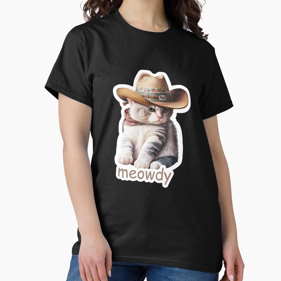 Meowdy Partner Cat Wearing a Cowboy Hat by TeeTopiaa T-Shirts, Hoodie, Sweatshirt | BlankRebels.com (Image 2)