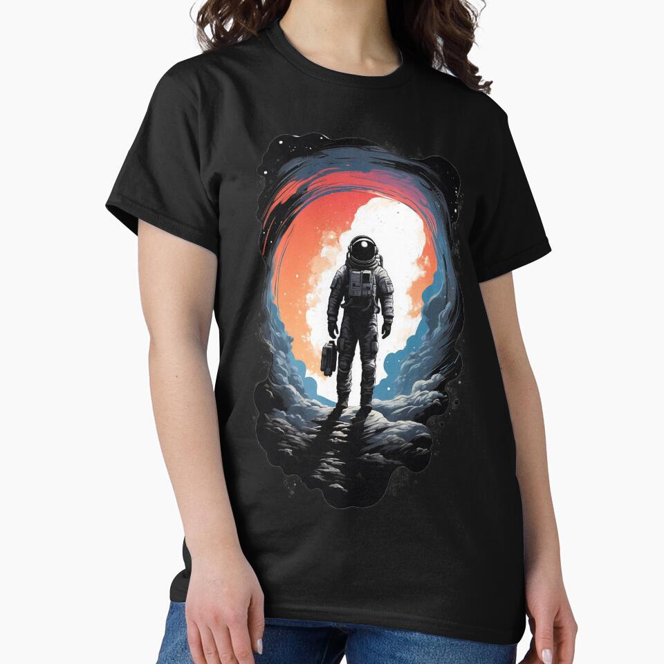 Silhouette of a Solitary Astronaut: Exploring the Inky Blackness of Space by Domy7 T-Shirts, Hoodie, Sweatshirt (Image 2)