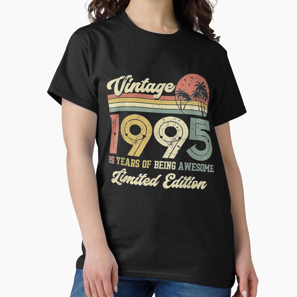 Vintage 1995 Retro 26 Year Old 26th Birthday Gift Men Women by aguilaro T-Shirts, Hoodie, Sweatshirt (Image 2)