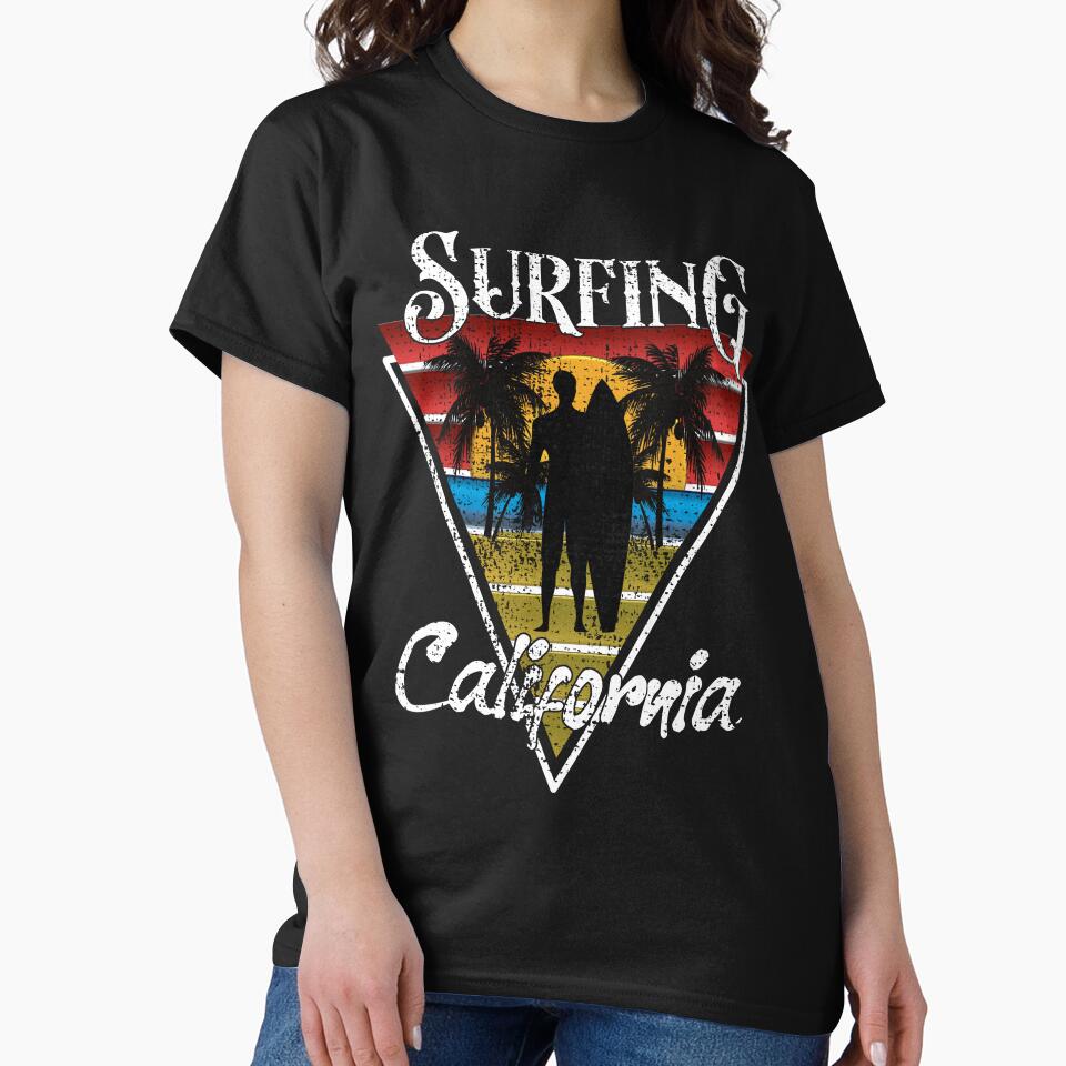 Vintage Surfing Dude California Beaches Surf Cali Beach Bum by CharJens T-Shirts, Hoodie, Sweatshirt (Image 2)