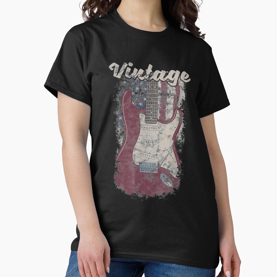 Vintage Guitar Player American Flag Guitarist Gift by DailonisDumpji T-Shirts, Hoodie, Sweatshirt | BlankRebels.com (Image 2)