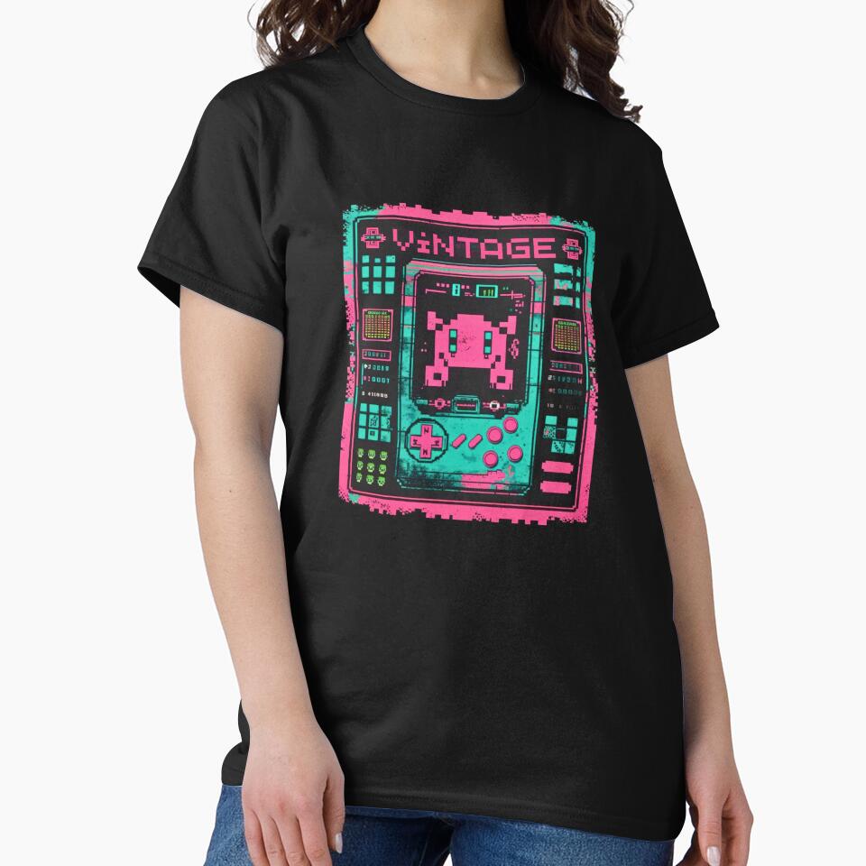 VINTAGE - Retro Handheld Gaming Console Pixel Art by Frame of Mind T-Shirts, Hoodie, Sweatshirt | BlankRebels.com (Image 2)