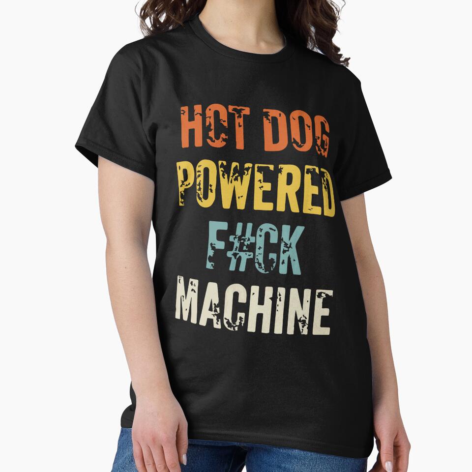 Hot Dog Powered Funny Adult Humor Retro Food Joke Design by kiralynstration