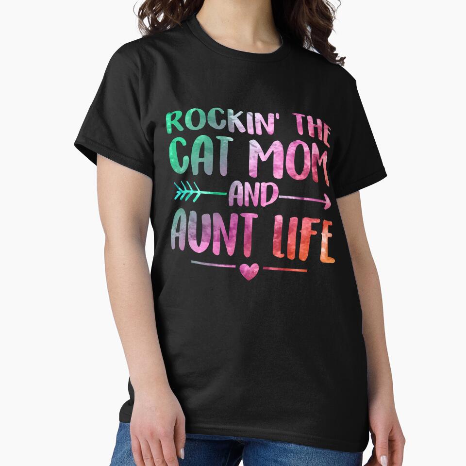 Floral Rockin' the Cat Mom and Aunt Life Mothers Day by Simeon	 Dorelus T-Shirts, Hoodie, Sweatshirt (Image 2)