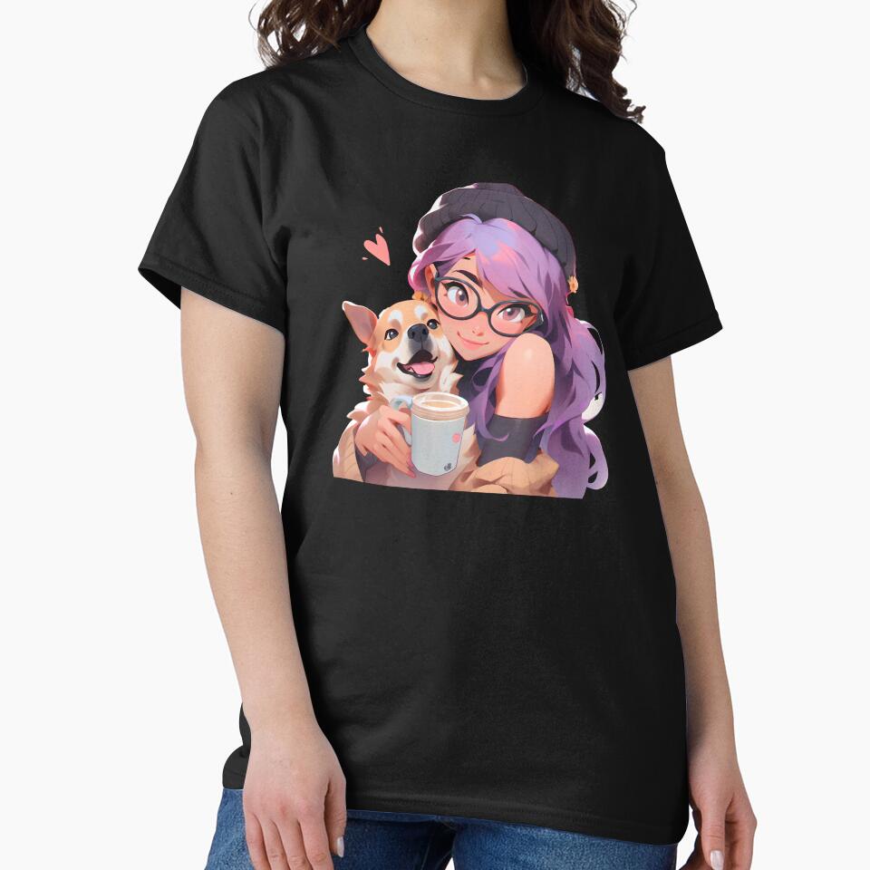 Books And Coffee And Dogs And Social Justice Anime Peeker by Coco Fu T-Shirts, Hoodie, Sweatshirt | BlankRebels.com (Image 2)