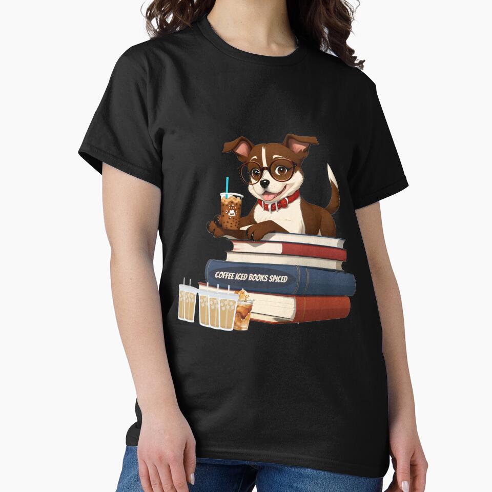 I like my books spicy and my coffee icy, funny dog drinking coffee, dog in pocket funny puppy for dog lovers,... (Image 2)