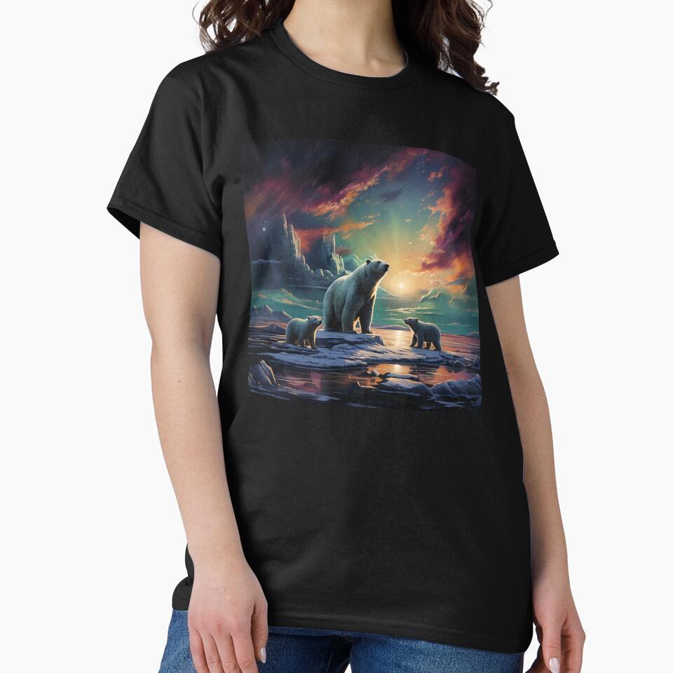 Polar bears and Aurora borealis by Red Witch Art T-Shirts, Hoodie, Sweatshirt | BlankRebels.com (Image 2)