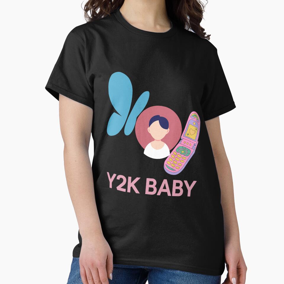 Y2K Baby T-Shirt – Nostalgic Flip Phone and MSN Butterfly Graphic Tee by Dee Vide Prints Hoodie, Sweatshirt (Image 2)