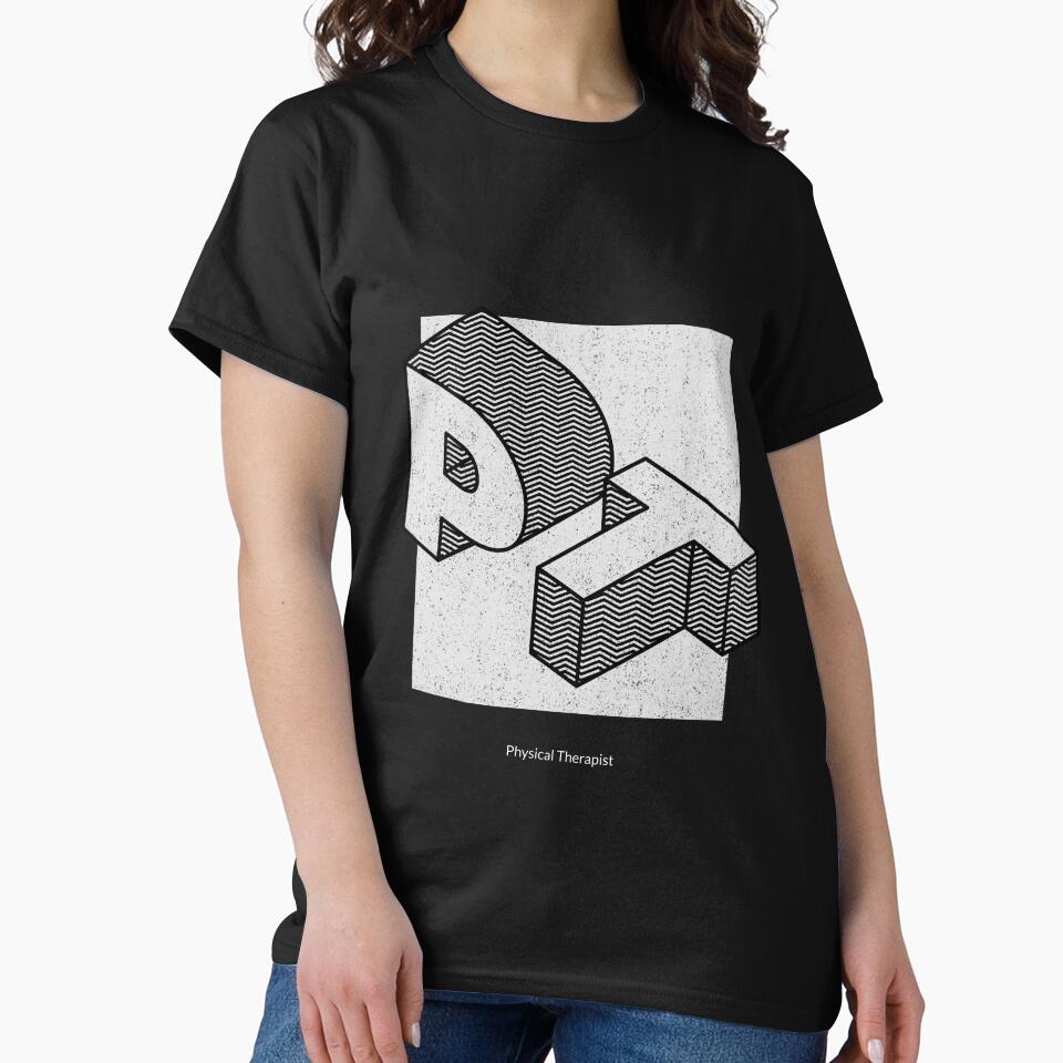 PT Physical Therapist Geometric Letters Graphic Tee by FreshMedThreads Hoodie, Sweatshirt | BlankRebels.com (Image 2)