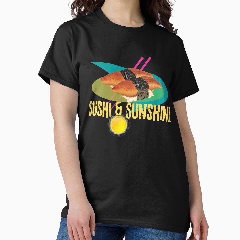 Sunshine & Sushi Colorful Illustration Design by EarthArtDesigns T-Shirts, Hoodie, Sweatshirt | BlankRebels.com (Image 2)
