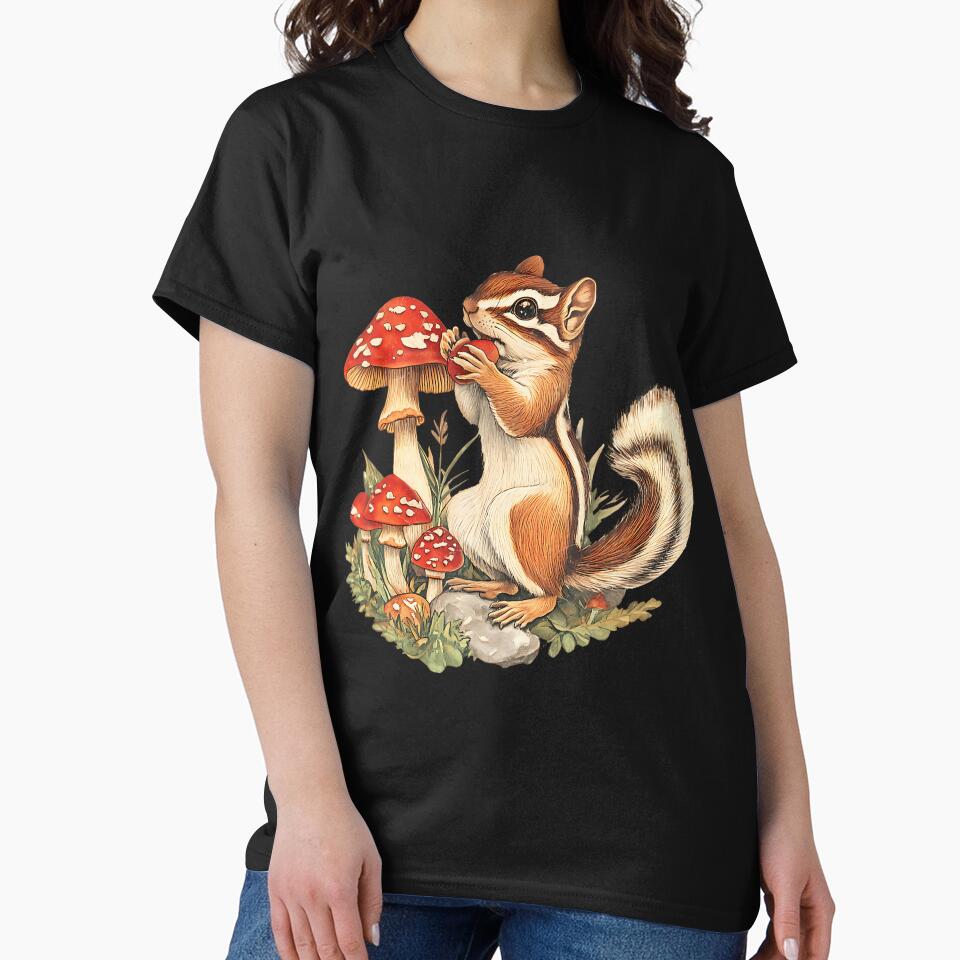 Cute Cottagecore Chipmunk Mushroom Aesthetic Nature Lover by reeneregen T-Shirts, Hoodie, Sweatshirt (Image 2)