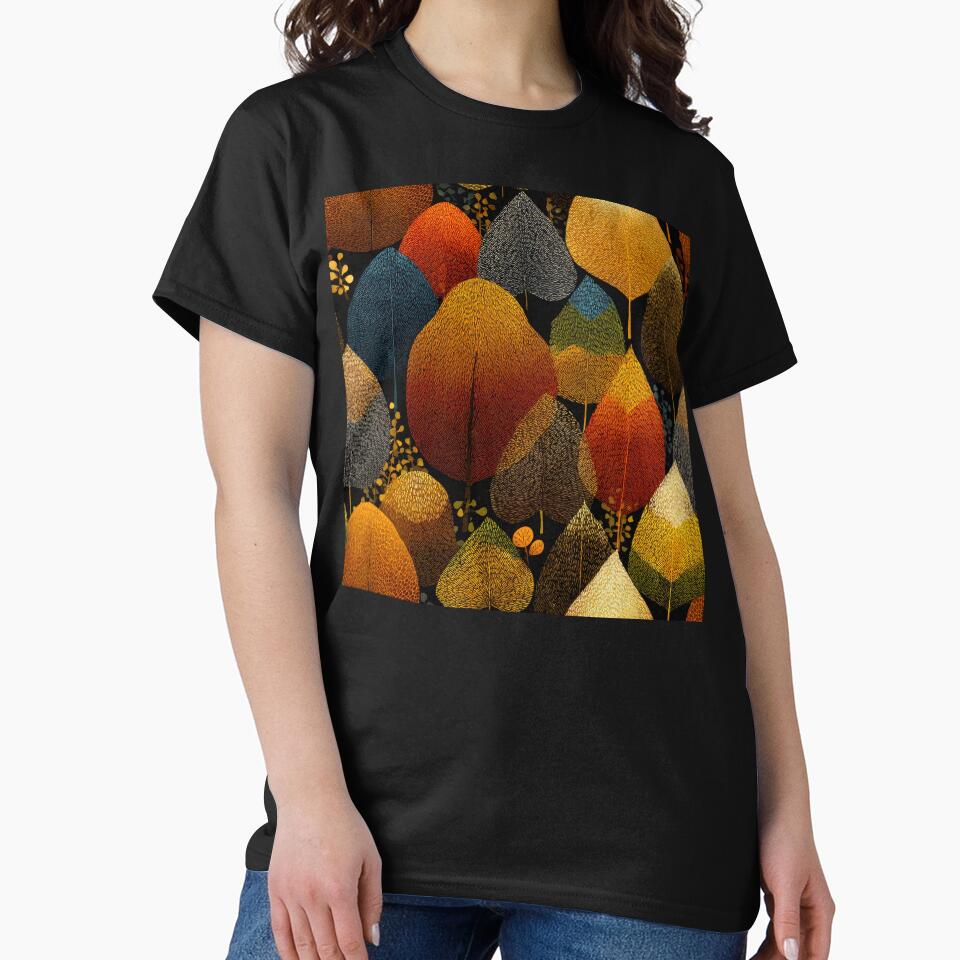 Boho Leaves Textured Designs In Fall Golden Hues by DEC02 T-Shirts, Hoodie, Sweatshirt | BlankRebels.com (Image 2)