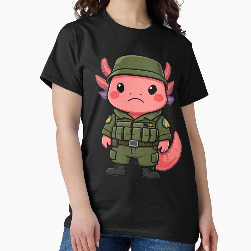 Calm Soldier Axolotl – Quiet Confidence Military Aesthetic Illustration by ColorSplash123 T-Shirts, Hoodie,... (Image 2)