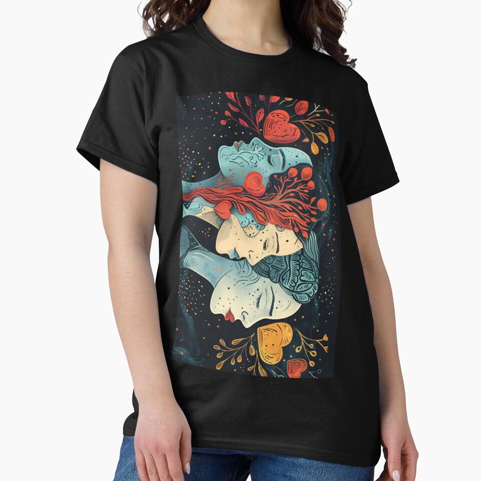 Dreamy Faces & Nature | Abstract Artistic Portrait Illustration by Bodsha T-Shirts, Hoodie, Sweatshirt (Image 2)