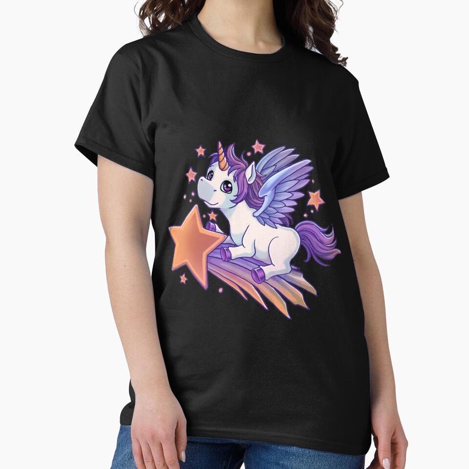 Cute unicorn falling star Galaxy Pegasus by ZadzeneaArt T-Shirts, Hoodie, Sweatshirt | BlankRebels.com (Image 2)