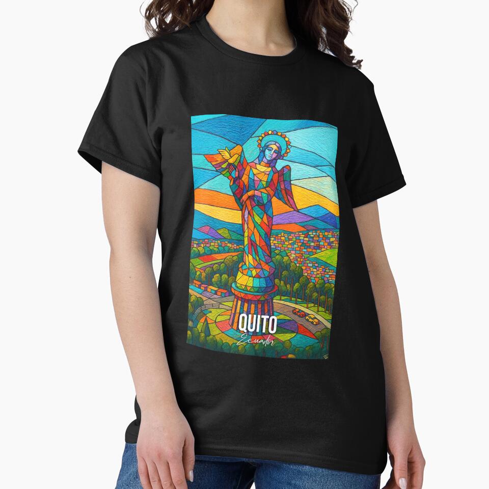 Quito Art – Panecillo Virgin Stained Glass Style by AtuqStudio T-Shirts, Hoodie, Sweatshirt | BlankRebels.com (Image 2)