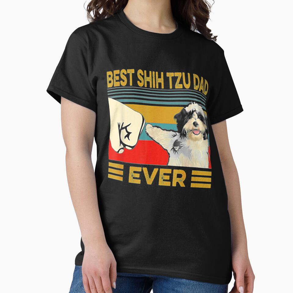 Best Shih Tzu Dad Ever Retro Vintage by PatrikRadic T-Shirts, Hoodie, Sweatshirt | BlankRebels.com (Image 2)