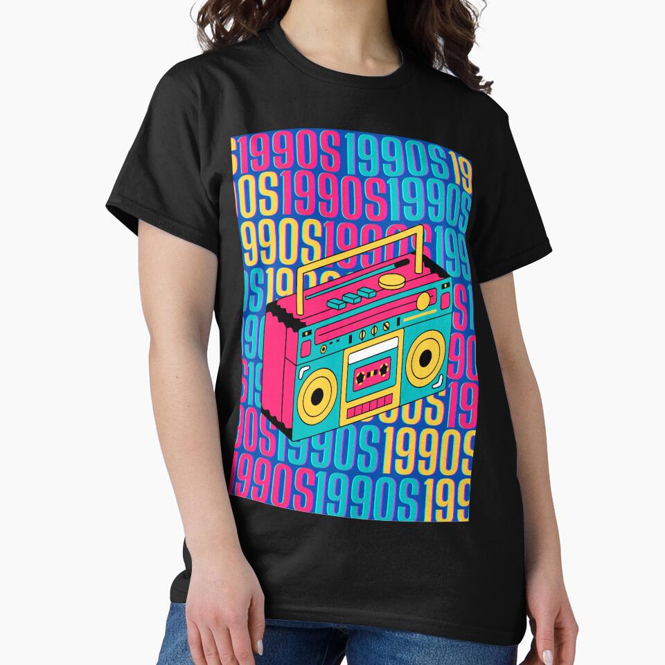 1990s retro design 1 - Dark Blue Background by PunjabanJatti T-Shirts, Hoodie, Sweatshirt | BlankRebels.com (Image 2)