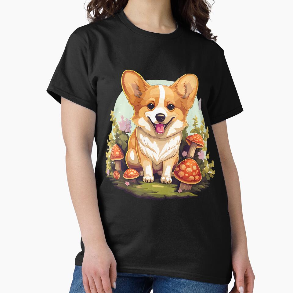 Corgi Cottagecore Aesthetic Dog With Mushroom Hat by KristyCharleen T-Shirts, Hoodie, Sweatshirt | BlankRebels.com (Image 2)