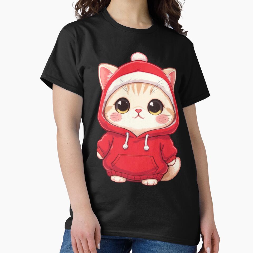 Chibi Christmas Cat | Oversized Hoodie Kawaii by ColorSplash123 T-Shirts, Sweatshirt | BlankRebels.com (Image 2)