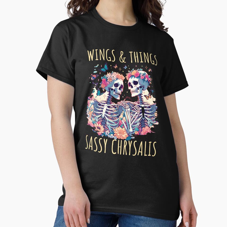 Wings & Things Sassy Chrysalis Butterfly And Skeleton by Odetee T-Shirts, Hoodie, Sweatshirt | BlankRebels.com (Image 2)