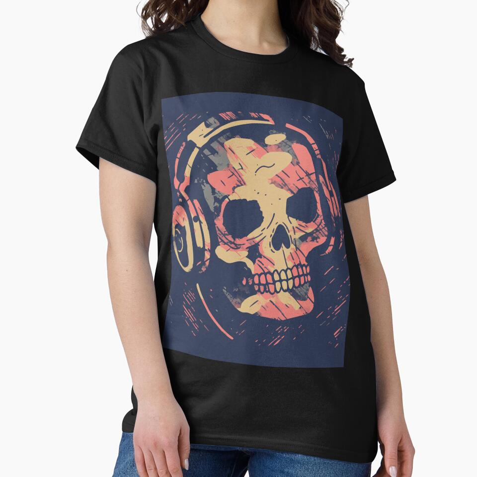 Skull wearing headphones - music till death by TheHellSong T-Shirts, Hoodie, Sweatshirt | BlankRebels.com (Image 2)