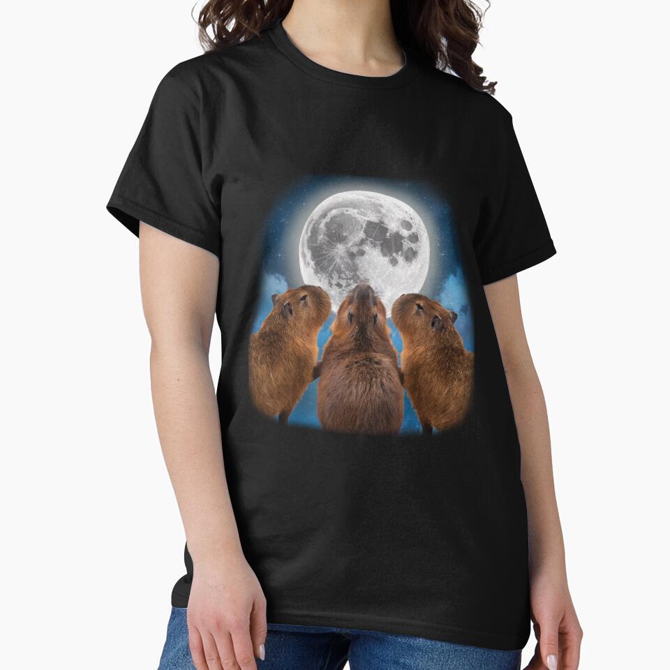 Three Capybaras and Moon Funny Capybara Humor Parody by Damcoc