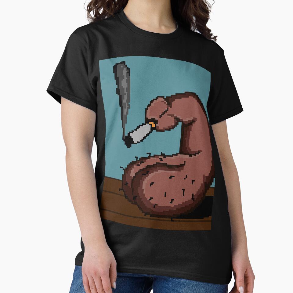 "Cigarette Break Pixel in Brown" by KatBlouchArt T-Shirts, Hoodie, Sweatshirt | BlankRebels.com (Image 2)