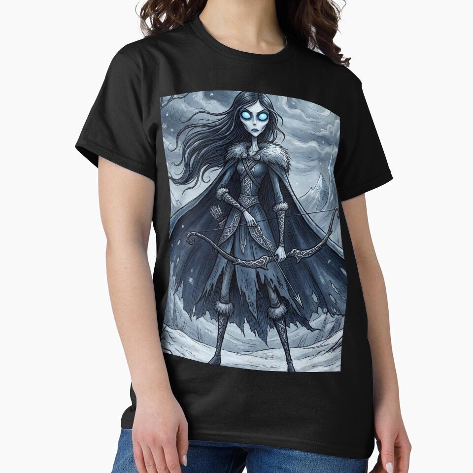 Skadi Gothic Winter Huntress Ancient Norse God Gothic style illustration by Vintage Designs + T-Shirts, Hoodie,... (Image 2)