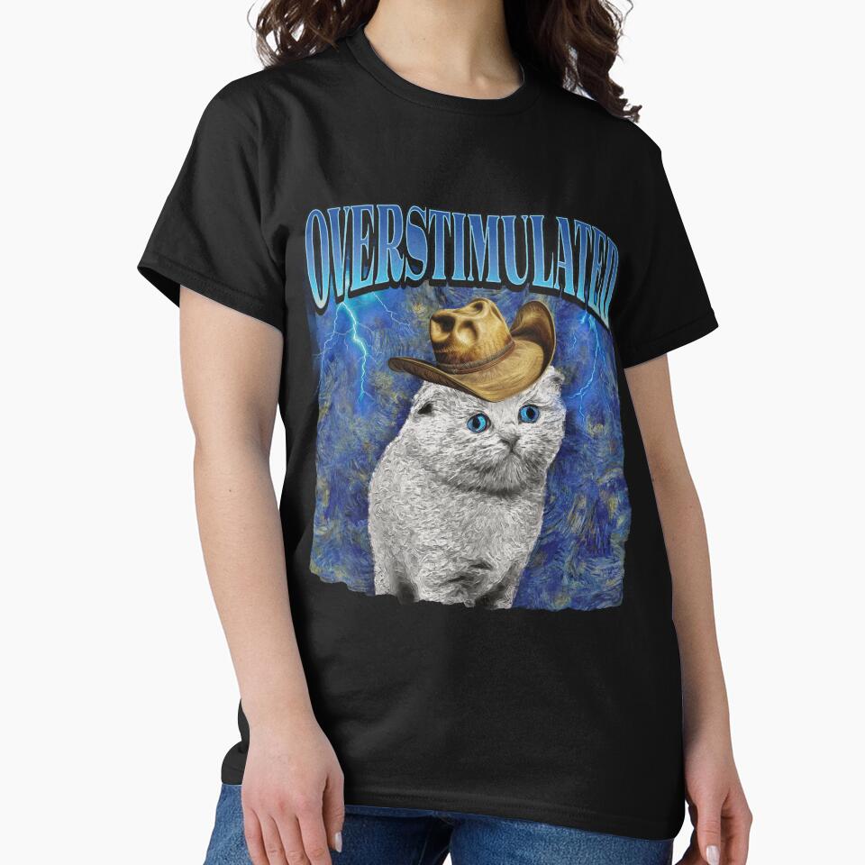 Overstimulated Van Gogh Sad Cowboy Cat Meme by KateGuinn T-Shirts, Hoodie, Sweatshirt | BlankRebels.com (Image 2)