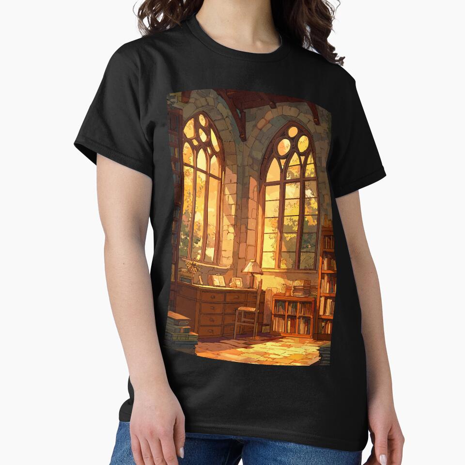 Gilded Hours Sunlit Library Light Academia by bapupa T-Shirts, Hoodie, Sweatshirt | BlankRebels.com (Image 2)