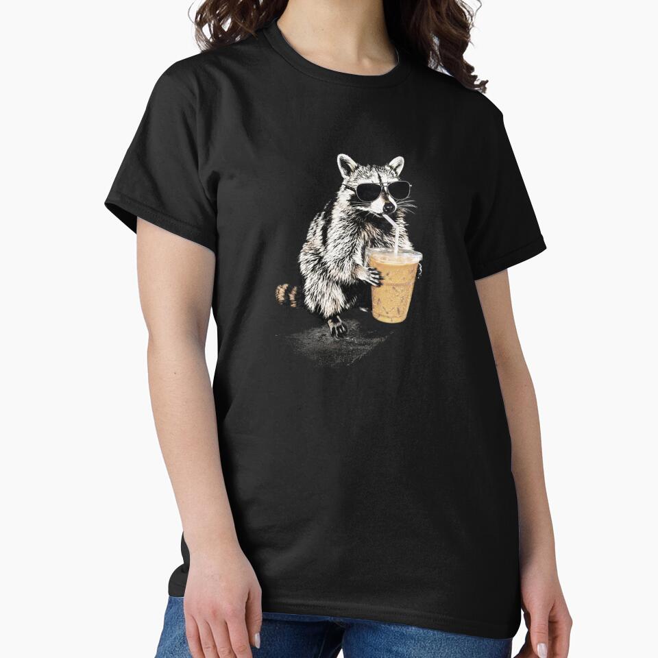 Raccoon Drinking Iced Coffee Funny Animal Meme Coffee Lover Raccoon Shirt Comfort Colors T-Shirts, Hoodie, Sweatshirt