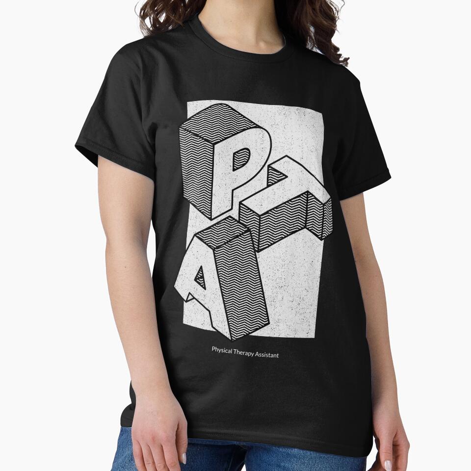 PTA Physical Therapy Assistant Geometric Letters Graphic Tee by FreshMedThreads Hoodie, Sweatshirt (Image 2)