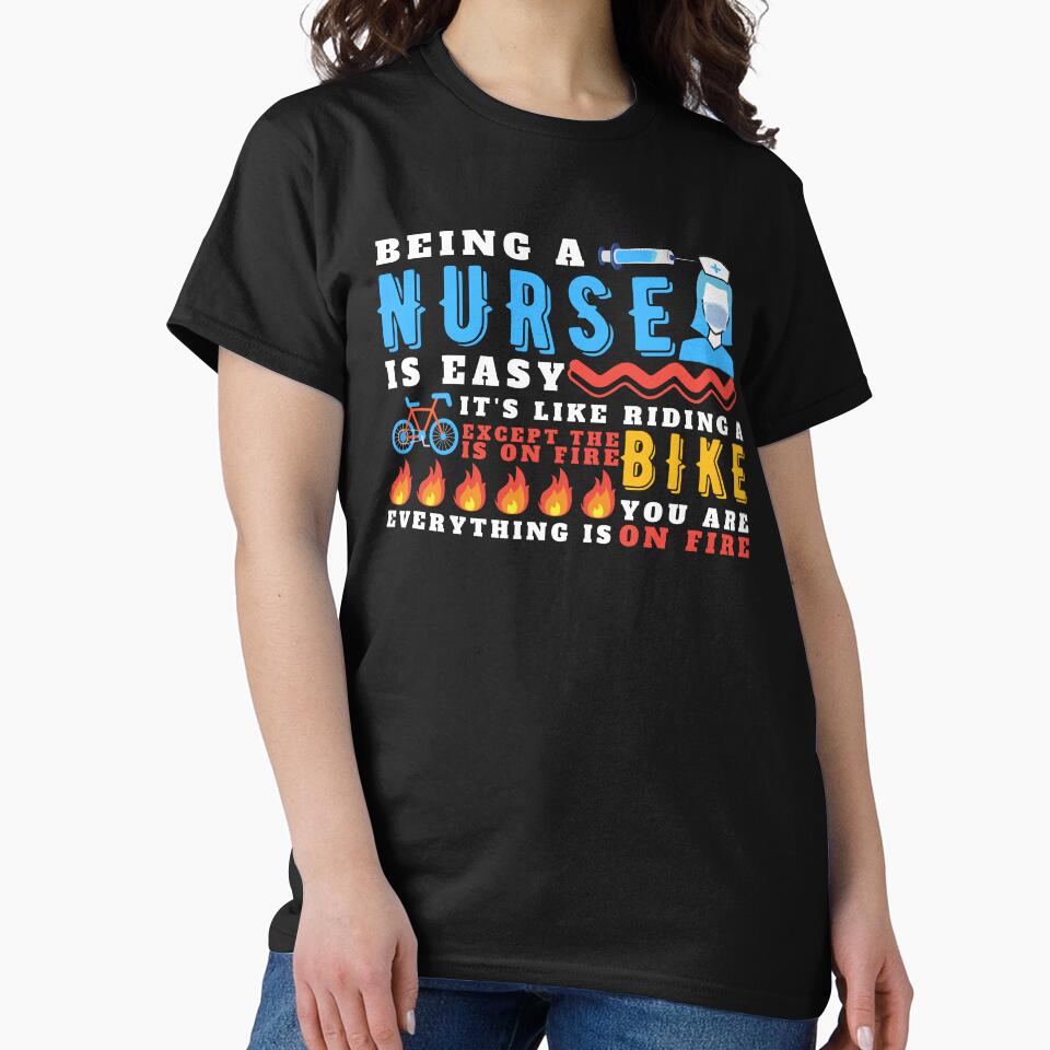 Being A Nurse Is Easy Funny Saying Gift For Nurse by 24FAHSION T-Shirts, Hoodie, Sweatshirt | BlankRebels.com (Image 2)