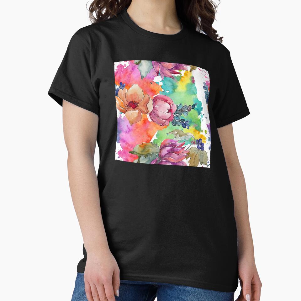 Contemporary Floral Bouquet in Pastel Watercolors Print by DEC02 T-Shirts, Hoodie, Sweatshirt | BlankRebels.com (Image 2)