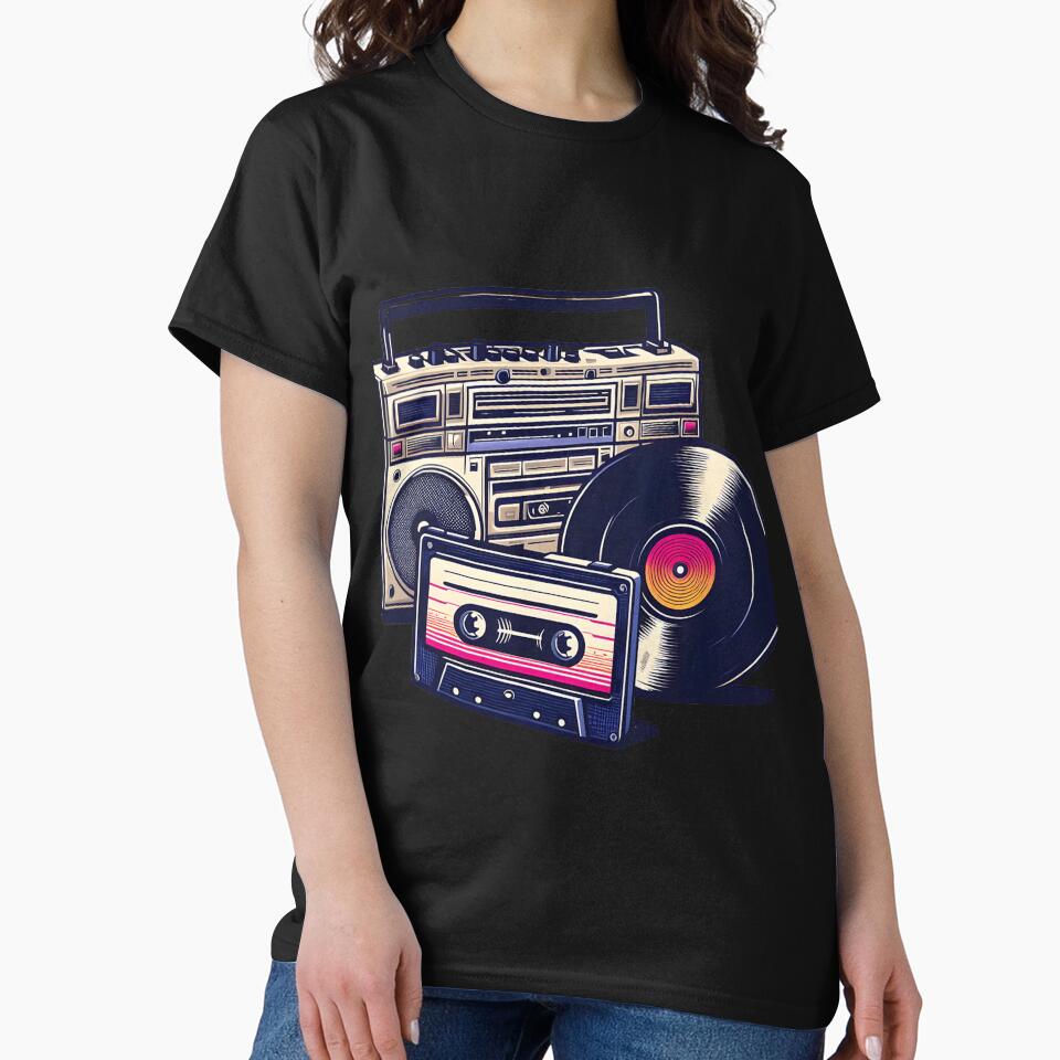 90'S Retro Boombox Cassette  Vinyl Record by discriminatio T-Shirts, Hoodie, Sweatshirt | BlankRebels.com (Image 2)
