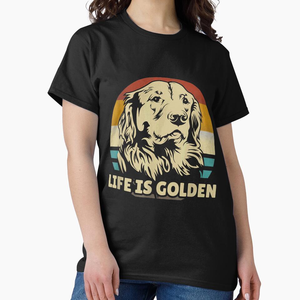 Golden Retriever Hund Life is golden retro vintage by AdellAddie T-Shirts, Hoodie, Sweatshirt | BlankRebels.com (Image 2)